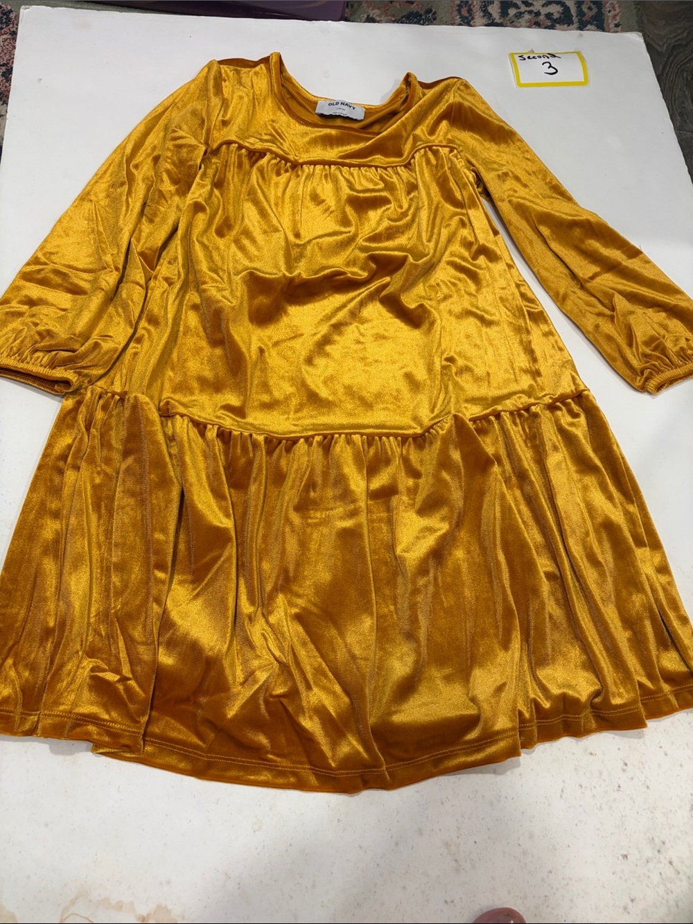 Old Navy Girls Gold Velvet Tiered Dress